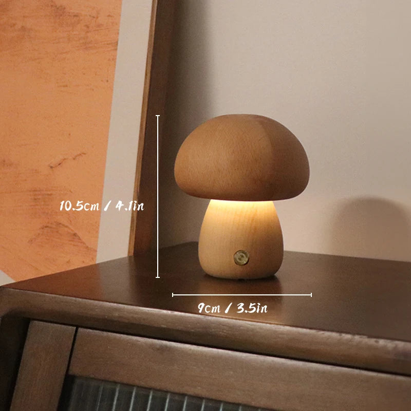 Wooden Mushroom Table Lamp-Lighting > Table Lamps-casanuva-Brown (Small)-casanuva