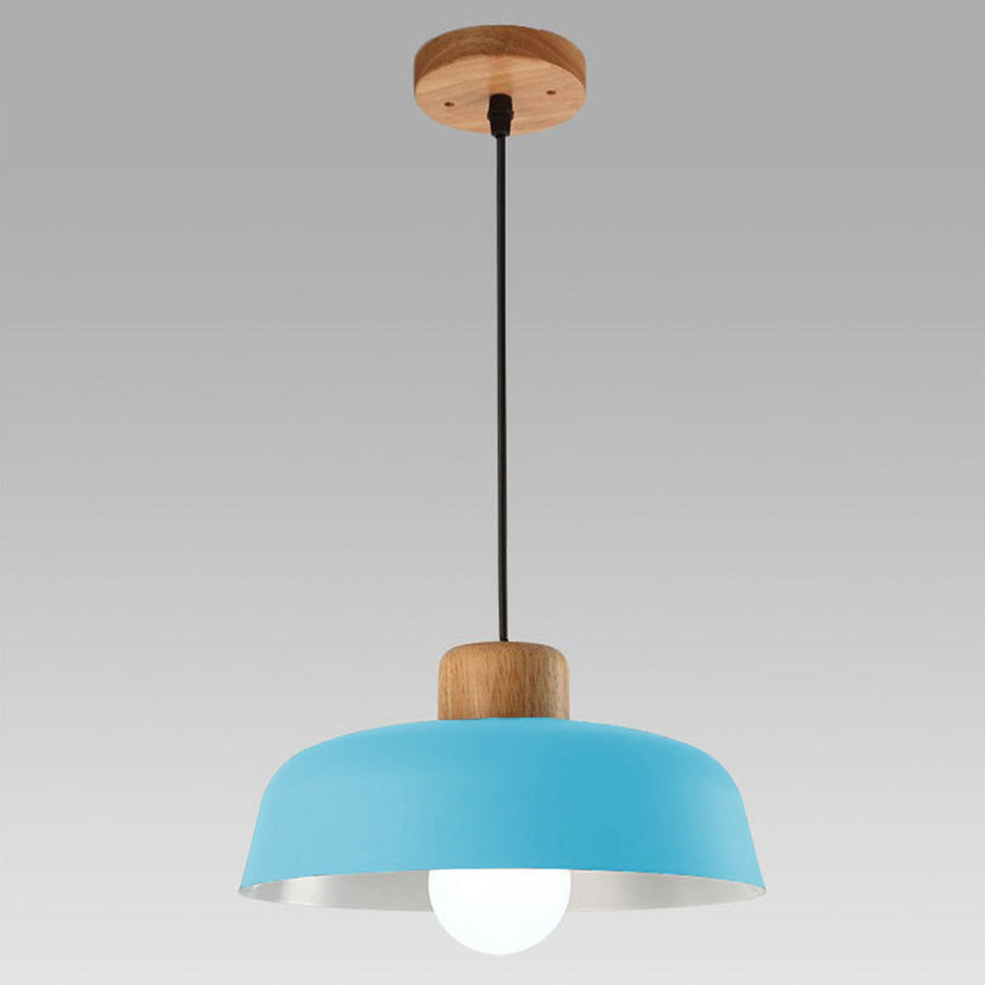 Wooden Pendant Light Nordic Style-Lighting > Pendant Lights-casanuva-Blue-D30*H14cm-casanuva