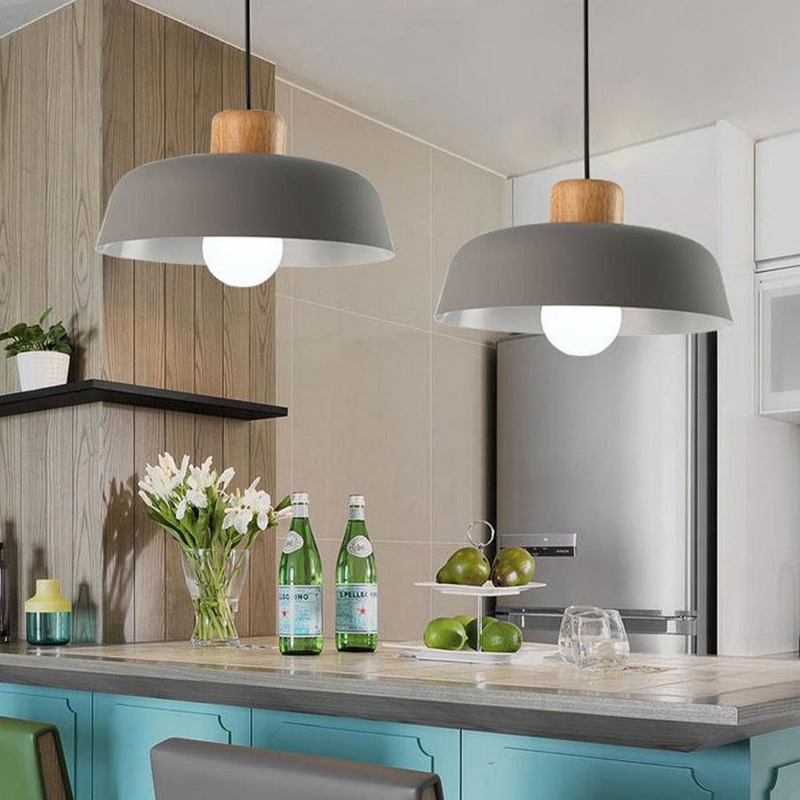 Wooden Pendant Light Nordic Style-Lighting > Pendant Lights-casanuva-Gray-D30*H14cm-casanuva