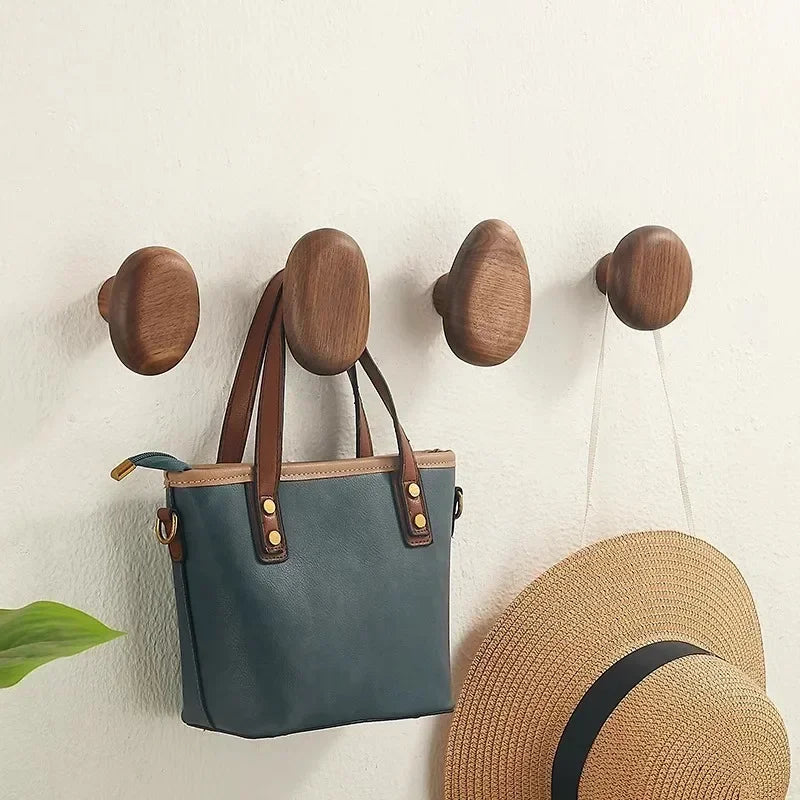 Wooden Round Wall Hooks Set for Coat and Hat Storage-Home Decor > Decorative Accessories-casanuva-casanuva