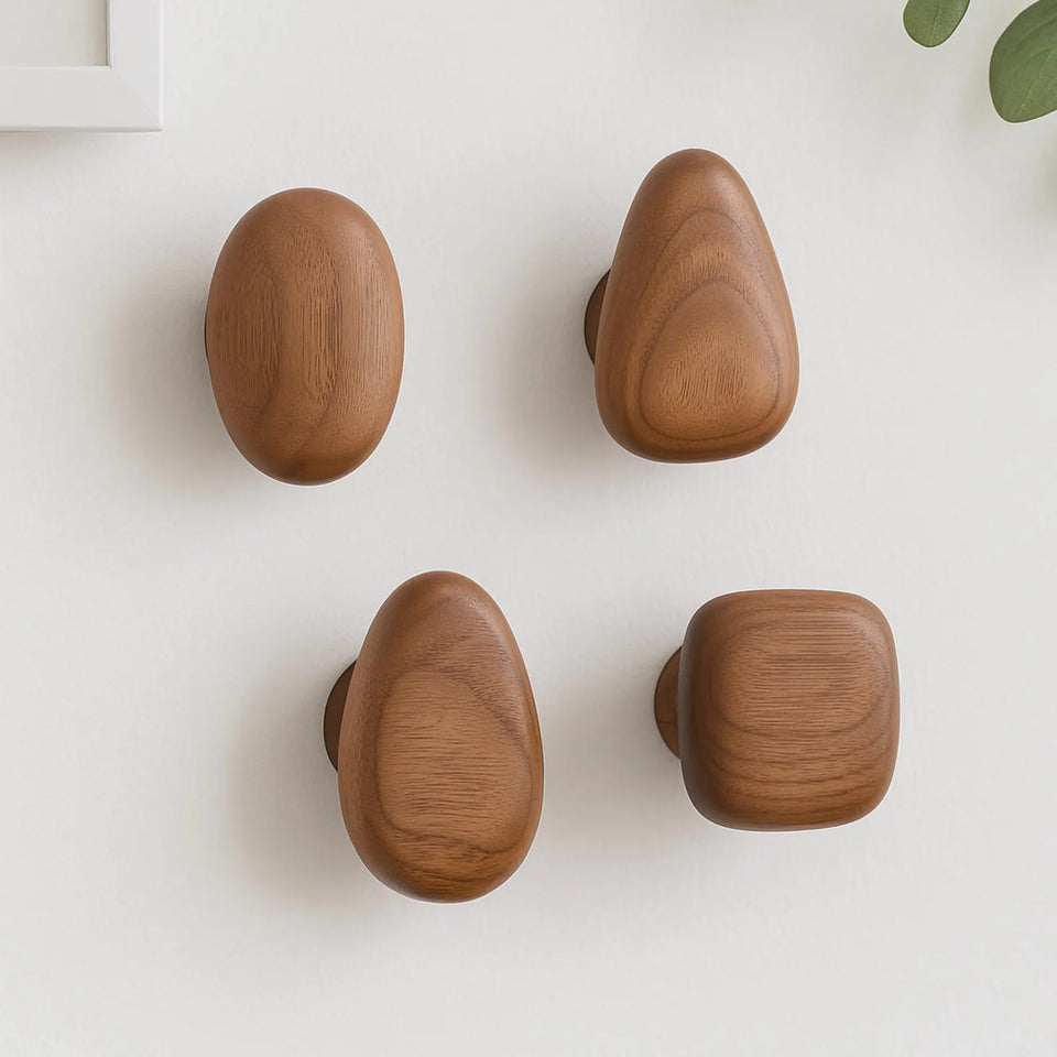 Wooden Round Wall Hooks Set for Coat and Hat Storage-Home Decor > Decorative Accessories-casanuva-casanuva
