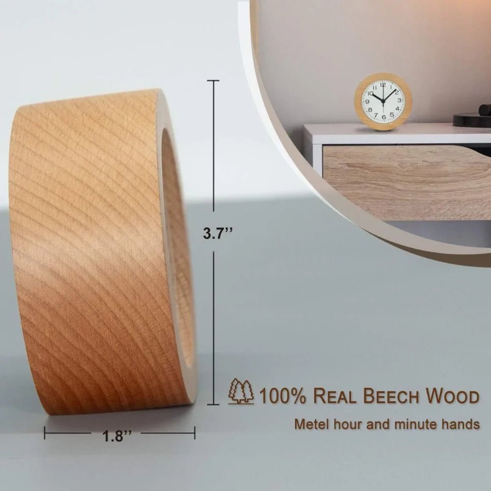 Wooden Silent Alarm Clock for Cozy Bedrooms-Home Decor > Clocks-casanuva-casanuva