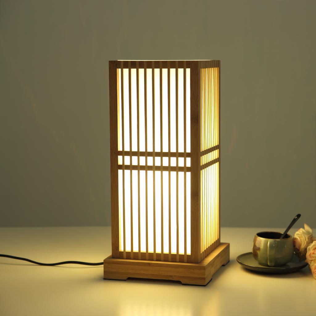 Wooden Square Column Table Lamp Japanese Minimalist Design-Lighting > Table Lamps-casanuva-220V-240V-casanuva