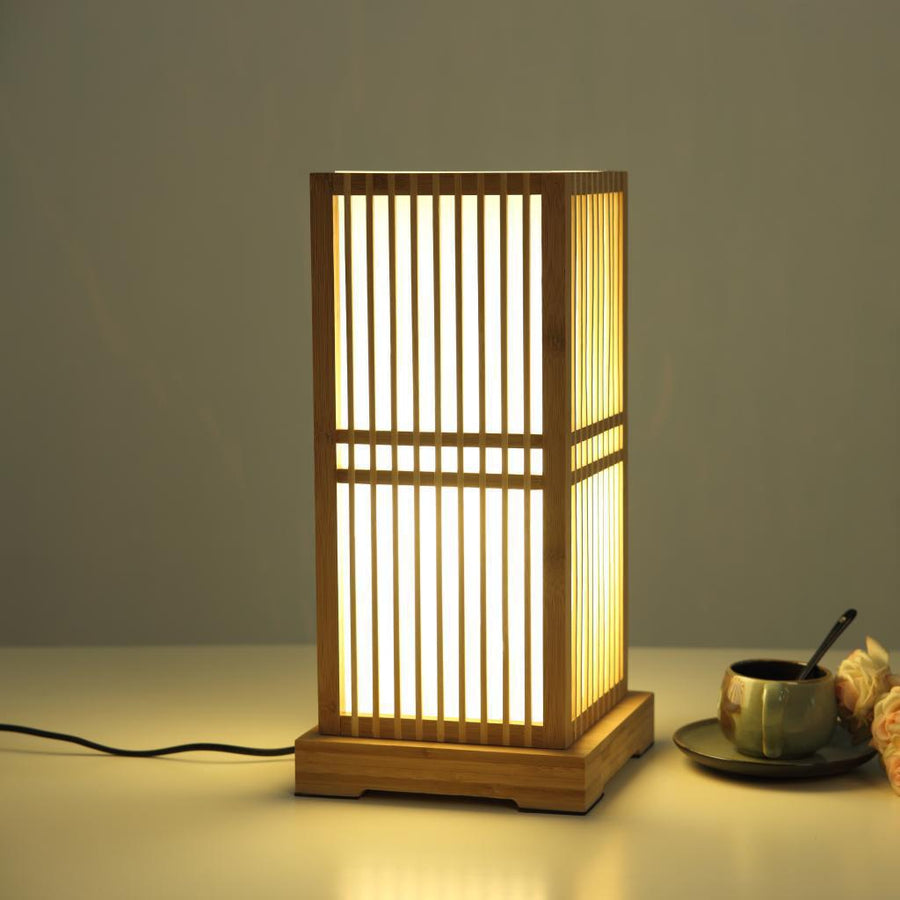 Wooden Square Column Table Lamp Japanese Minimalist Design-Lighting > Table Lamps-casanuva-220V-240V-casanuva