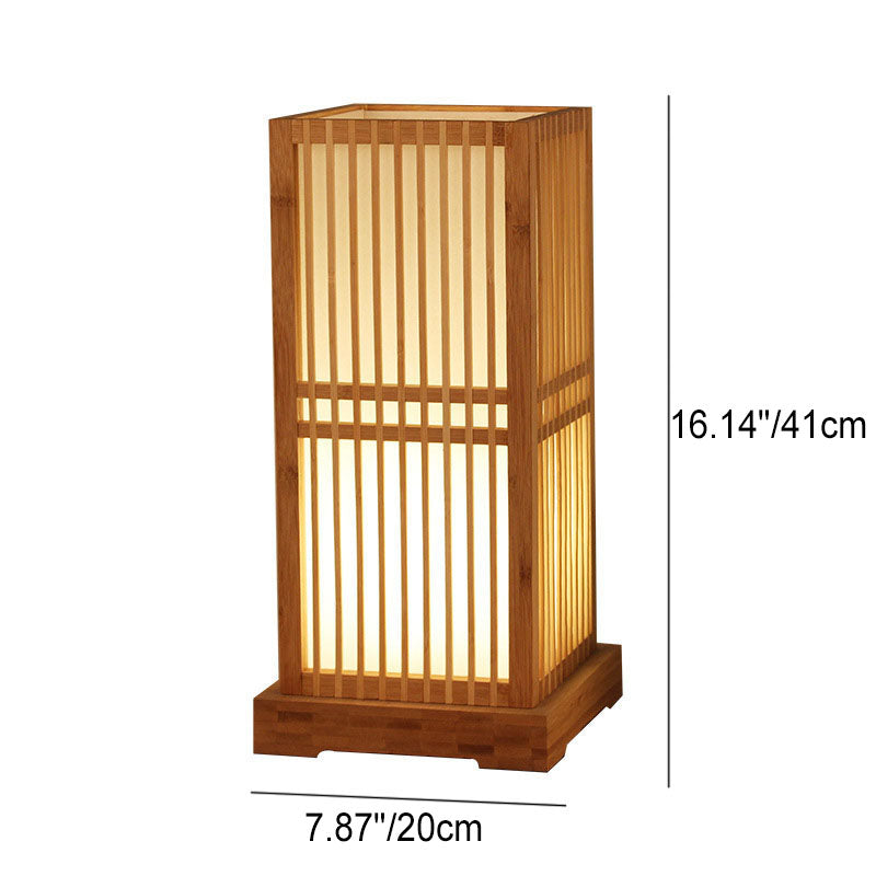 Wooden Square Column Table Lamp Japanese Minimalist Design-Lighting > Table Lamps-casanuva-casanuva