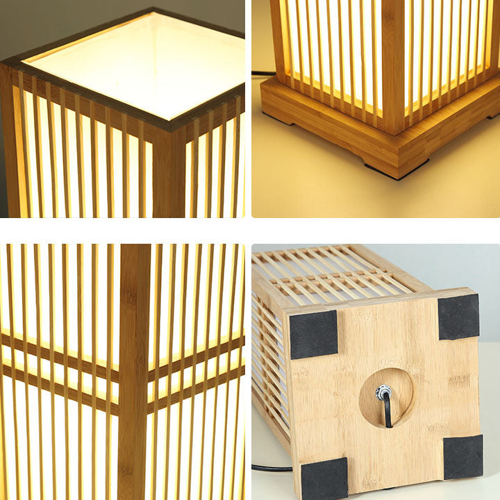 Wooden Square Column Table Lamp Japanese Minimalist Design-Lighting > Table Lamps-casanuva-casanuva