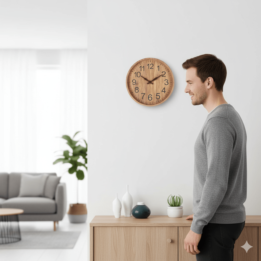 Wooden Wall Clock 30 cm Quiet Natural Design-Home Decor > Clocks-casanuva-casanuva