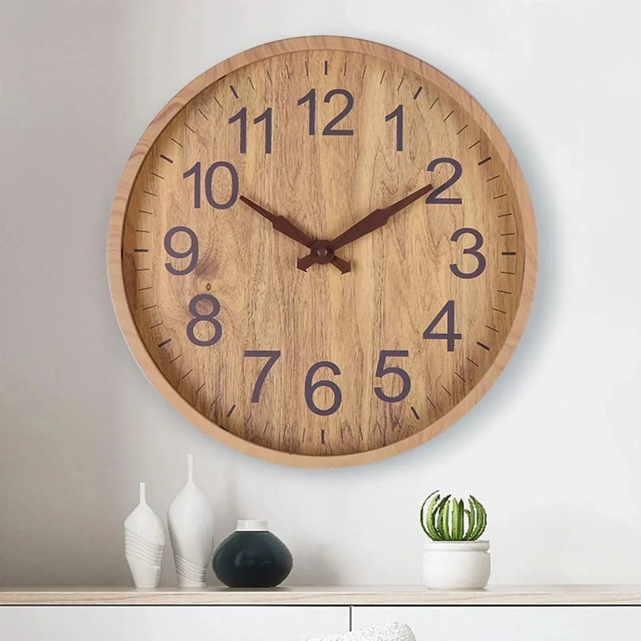 Wooden Wall Clock 30 cm Quiet Natural Design-Home Decor > Clocks-casanuva-casanuva
