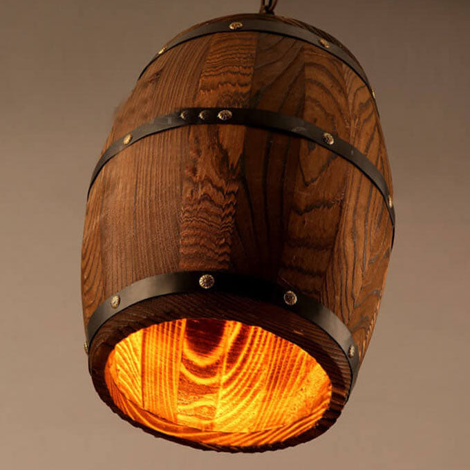 Wooden Wine Barrel Pendant Light 1-Light Fixture-Lighting > Pendant Lights-casanuva-casanuva