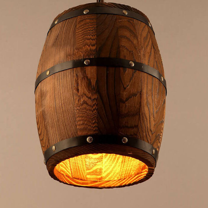 Wooden Wine Barrel Pendant Light 1-Light Fixture-Lighting > Pendant Lights-casanuva-casanuva