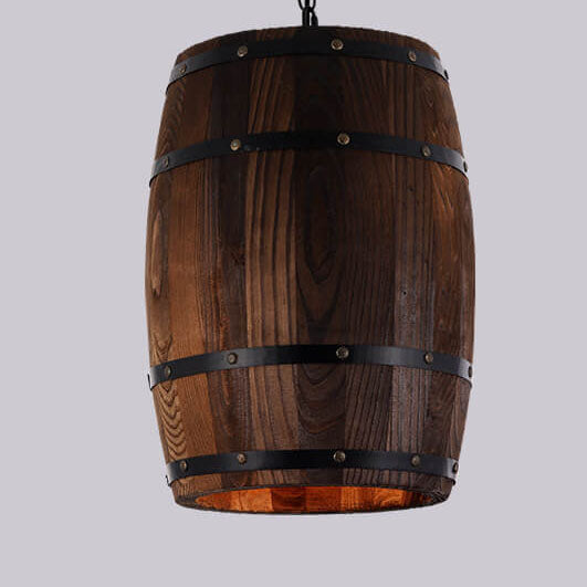 Wooden Wine Barrel Pendant Light 1-Light Fixture-Lighting > Pendant Lights-casanuva-casanuva