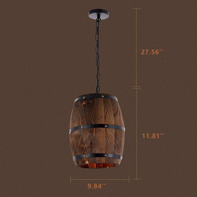 Wooden Wine Barrel Pendant Light 1-Light Fixture-Lighting > Pendant Lights-casanuva-casanuva
