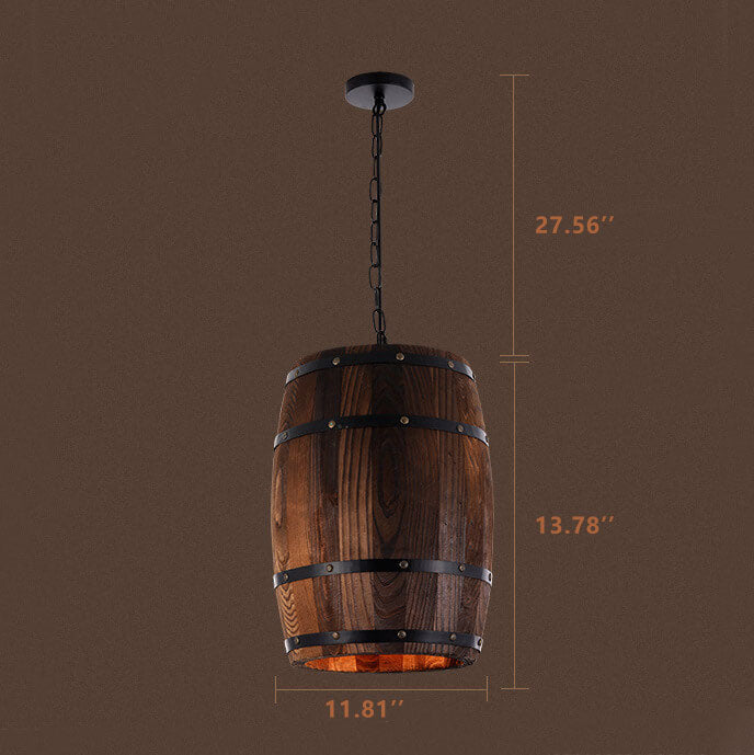 Wooden Wine Barrel Pendant Light 1-Light Fixture-Lighting > Pendant Lights-casanuva-casanuva