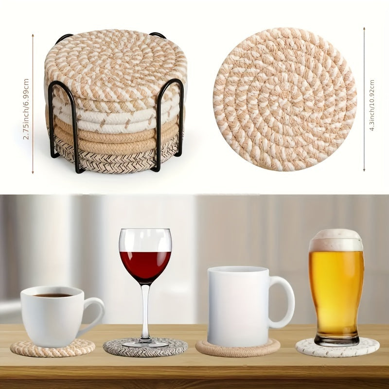 Woven Coaster Set 8-piece Heat Resistant Anti-Calcium for Cups Pots and Plates-Kitchen & Dining > Coasters-casanuva-casanuva