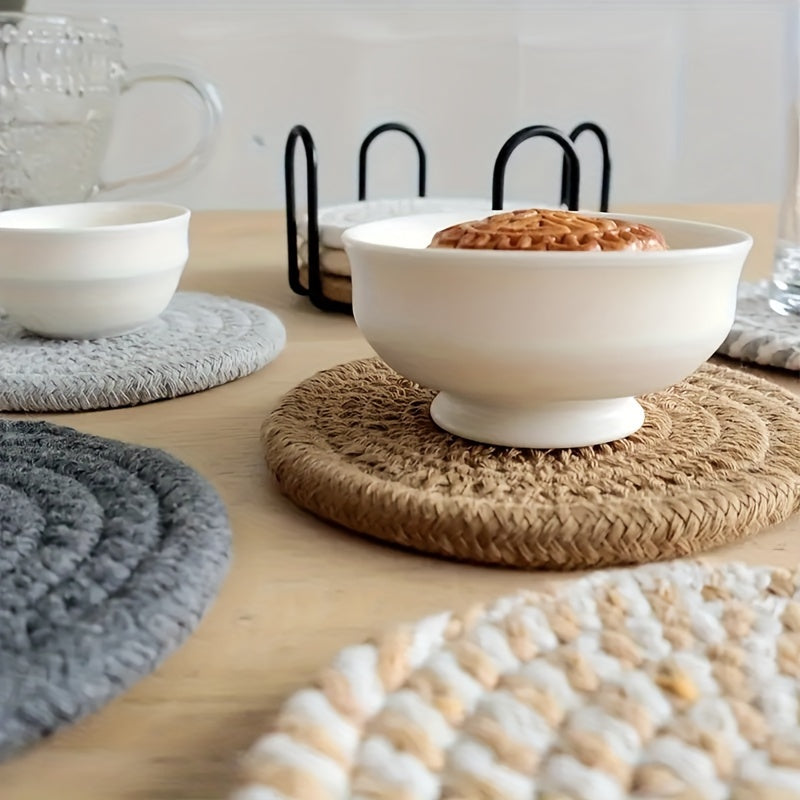 Woven Coaster Set 8-piece Heat Resistant Anti-Calcium for Cups Pots and Plates-Kitchen & Dining > Coasters-casanuva-casanuva