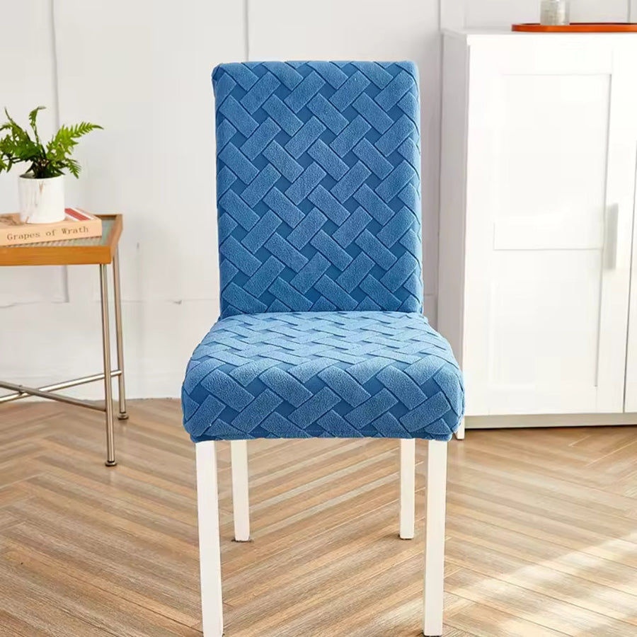 Woven Jacquard Chair Cover Washable Stretch Fabric-Covers & Textiles > Chair Covers-casanuva-Deep Ocean Blue-casanuva