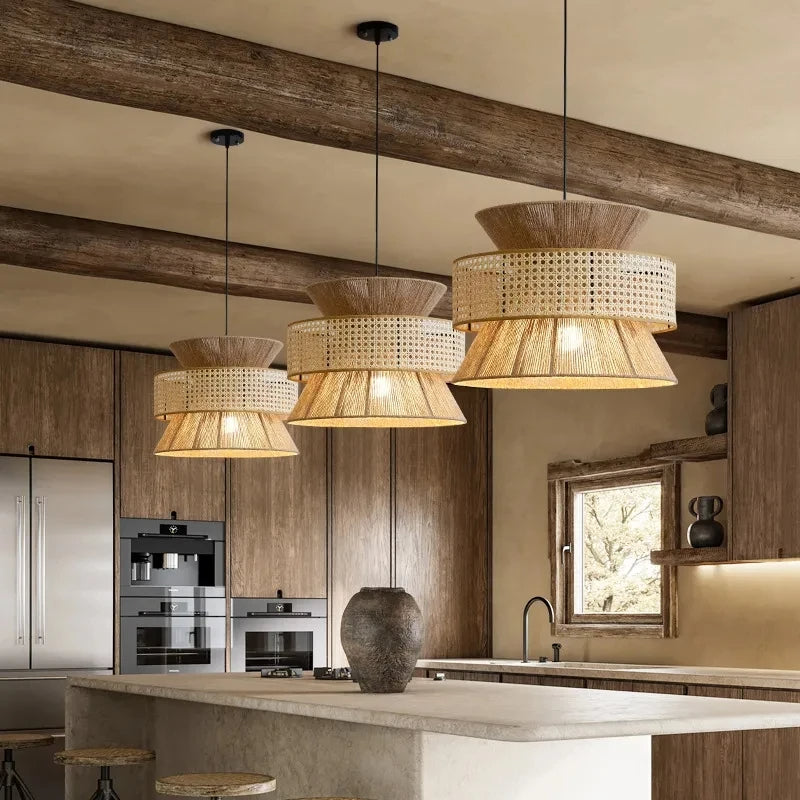 Woven Rattan Wabi-Sabi Pendant Light-Lighting > Pendant Lights-casanuva-casanuva
