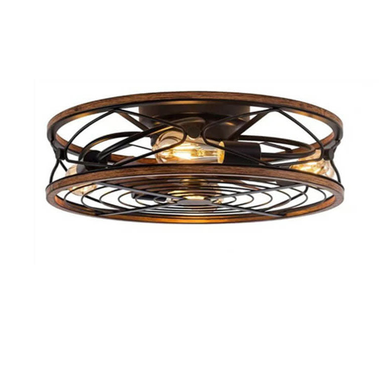 Wrought Iron Cylinder 4-Light Flush Mount Ceiling Fan Light-Lighting > Ceiling Lights-casanuva-casanuva