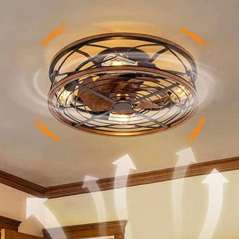 Wrought Iron Cylinder 4-Light Flush Mount Ceiling Fan Light-Lighting > Ceiling Lights-casanuva-Small-110V-120V-casanuva