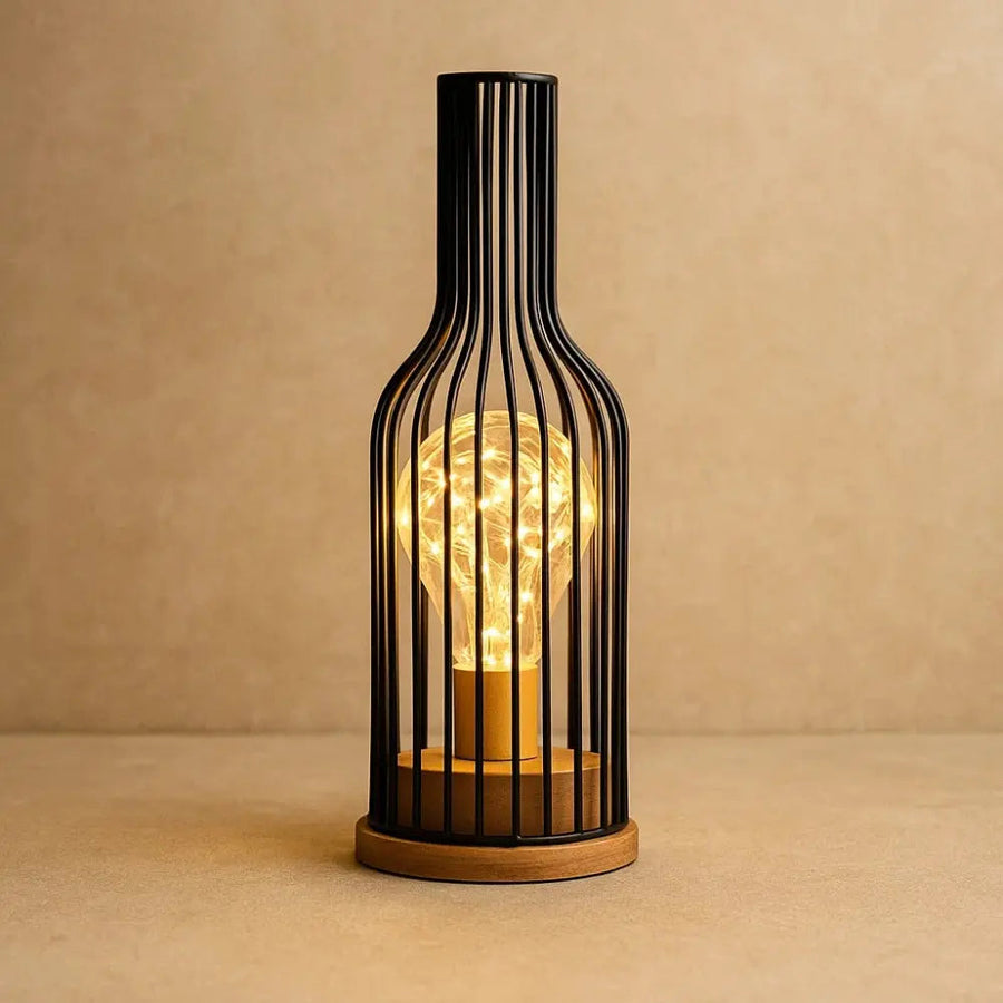 Wrought Iron Table Lamp Rustic Design-Lighting > Table Lamps-casanuva-Wine Bottle-casanuva