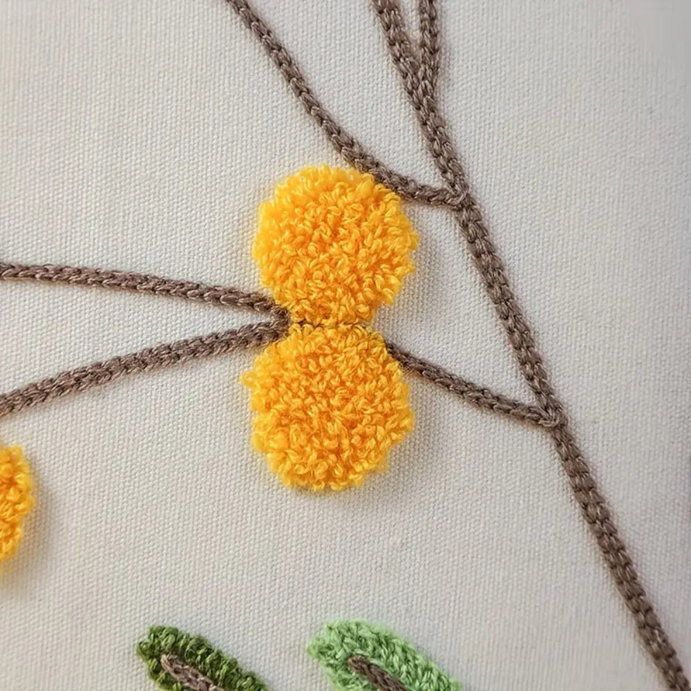 Yellow Floral Embroidery Cushion Cover-Covers & Textiles > Cushion Covers-casanuva-casanuva