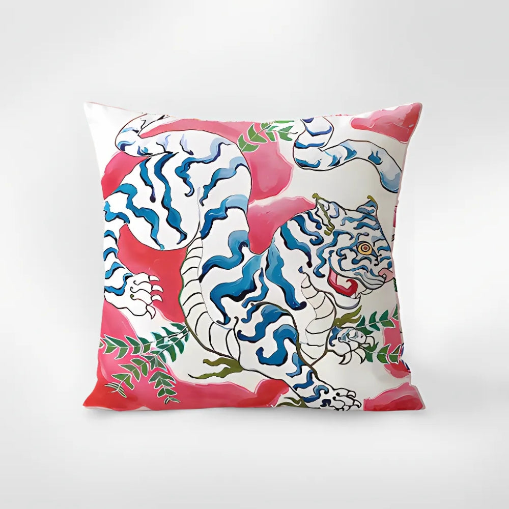 Zebra Tapestry Cushion Cover with Tassels-Covers & Textiles > Cushion Covers-casanuva-Tiger Charm-18"x18"-casanuva