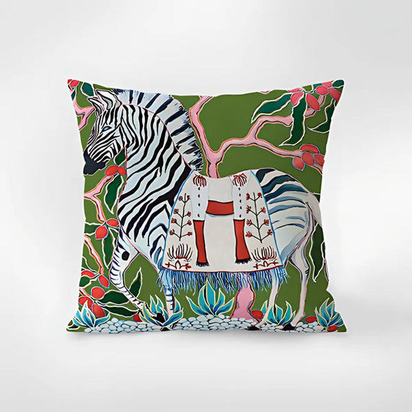 Zebra Tapestry Cushion Cover with Tassels-Covers & Textiles > Cushion Covers-casanuva-Zebra Harmony-18"x18"-casanuva