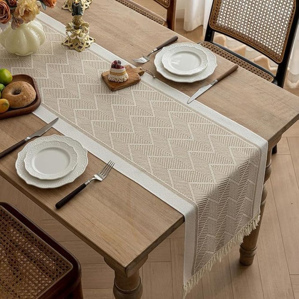 Zigzag Woven Table Runner-Covers & Textiles > Table Runners-casanuva-Sandstone-14"x47"-casanuva