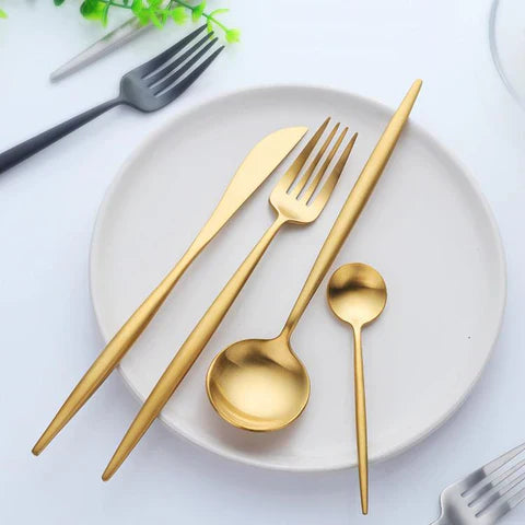 24-Piece Minimalist Dinnerware Set for Refined Dining Experience-Kitchen & Dining > Cutlery-casanuva-casanuva
