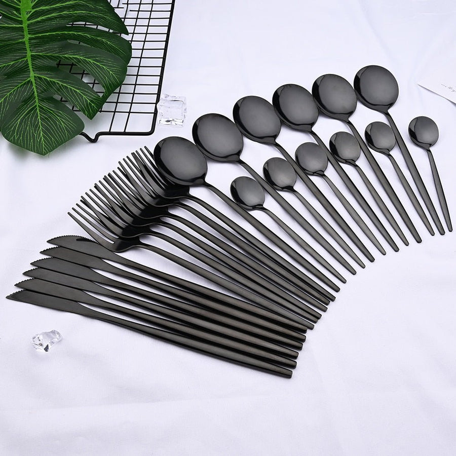 24-Piece Minimalist Dinnerware Set for Refined Dining Experience-Kitchen & Dining > Cutlery-casanuva-casanuva