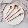 24-Piece Minimalist Dinnerware Set for Refined Dining Experience-Kitchen & Dining > Cutlery-casanuva-Rose Gold-casanuva