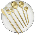 30-Piece Stainless Steel Cutlery Set Minimalist Design-Kitchen & Dining > Cutlery-casanuva-Matte Gold-casanuva