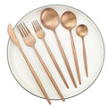 30-Piece Stainless Steel Cutlery Set Minimalist Design-Kitchen & Dining > Cutlery-casanuva-Matte Rose-casanuva