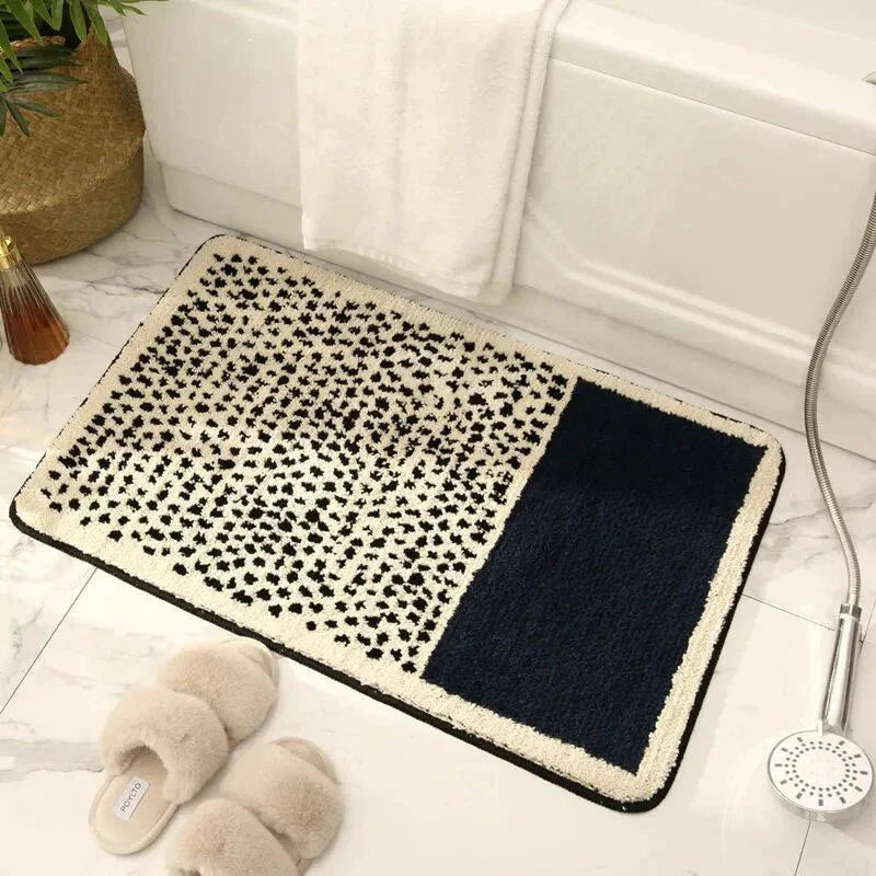 Abstract Bath Mat Handcrafted Nordic Design-Bedding & Bath > Bath Mats-casanuva-Black-Small 40x60cm-casanuva