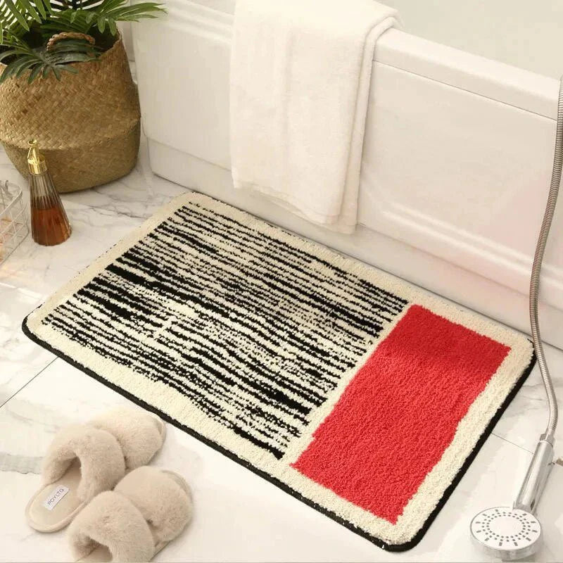 Abstract Bath Mat Handcrafted Nordic Design-Bedding & Bath > Bath Mats-casanuva-Red-Small 40x60cm-casanuva