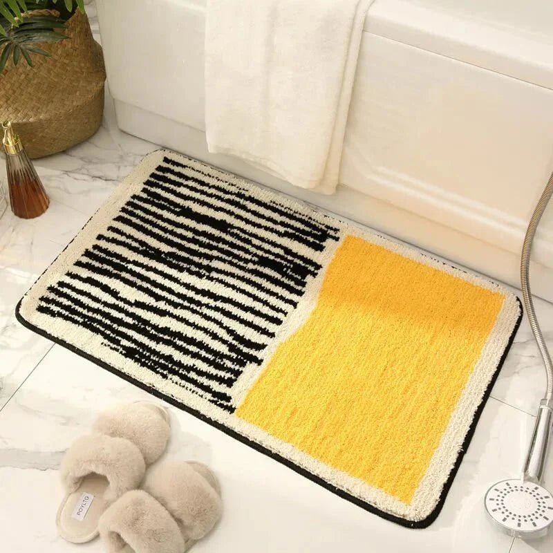 Abstract Bath Mat Handcrafted Nordic Design-Bedding & Bath > Bath Mats-casanuva-Yellow-Small 40x60cm-casanuva