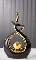 Abstract Ceramic Sculpture with Gold Accents-Home Decor > Sculptures & Figurines-casanuva-casanuva