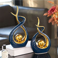 Abstract Ceramic Sculpture with Gold Accents-Home Decor > Sculptures & Figurines-casanuva-casanuva