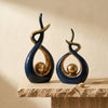 Abstract Ceramic Sculpture with Gold Accents-Home Decor > Sculptures & Figurines-casanuva-casanuva