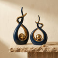 Abstract Ceramic Sculpture with Gold Accents-Home Decor > Sculptures & Figurines-casanuva-casanuva
