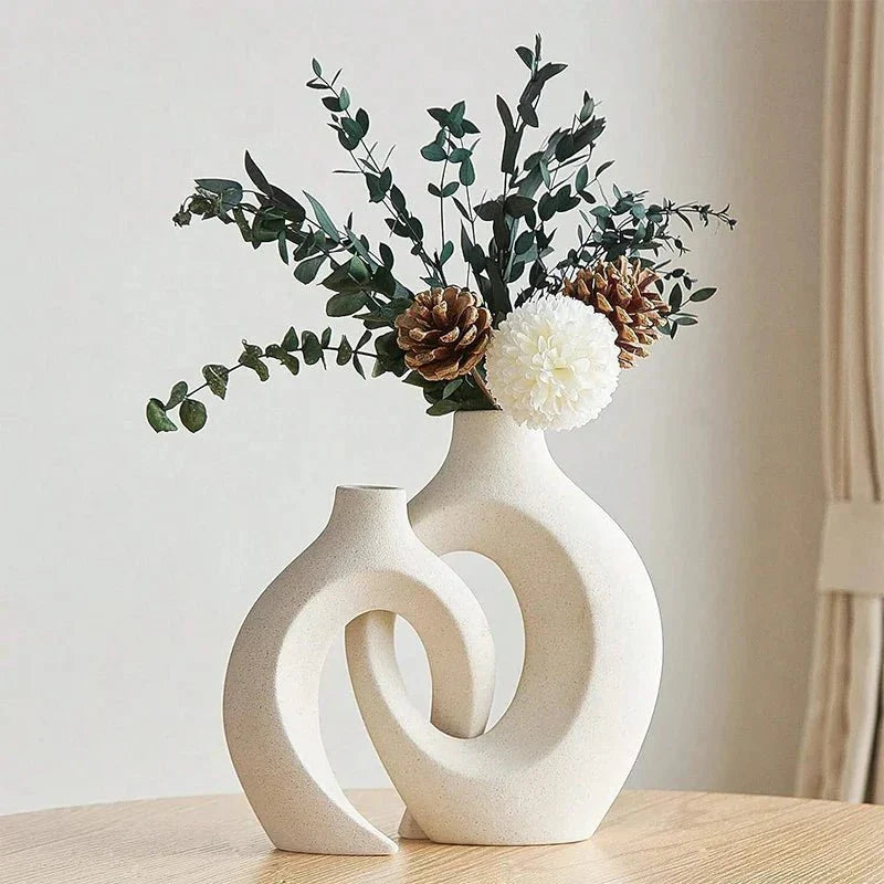 Abstract Ceramic Vase for Floral Arrangements-Home Decor > Vases-casanuva-White-casanuva