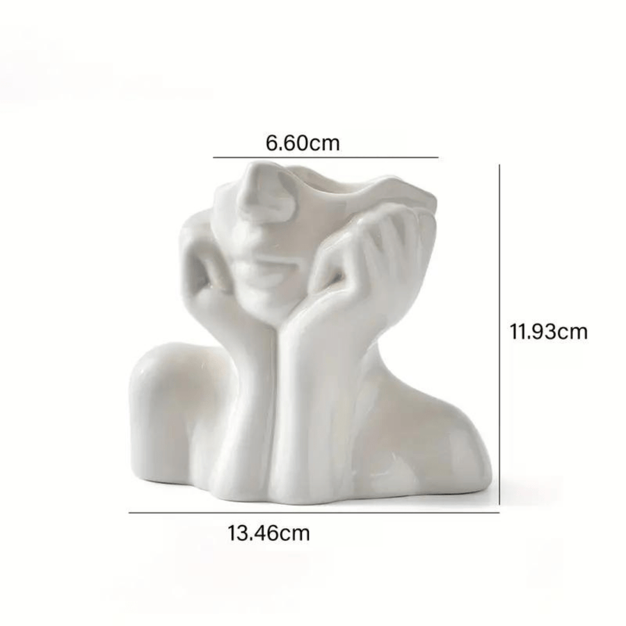 Abstract Face Ceramic Vase for Flowers-Home Decor > Vases-casanuva-casanuva