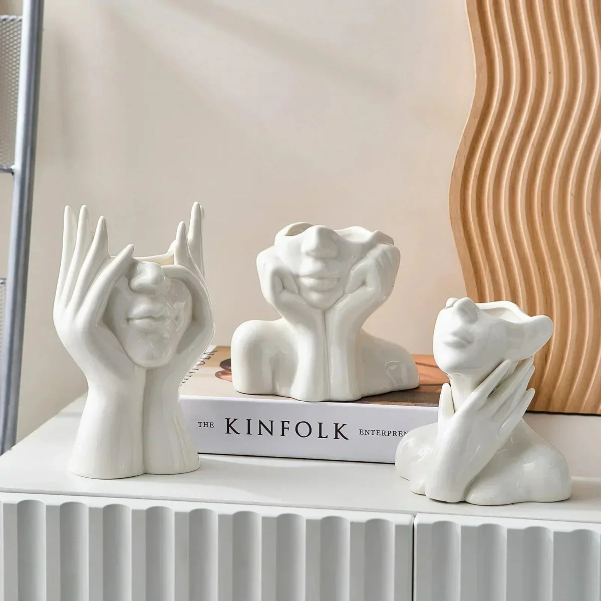 Abstract Face Ceramic Vase for Flowers-Home Decor > Vases-casanuva-casanuva