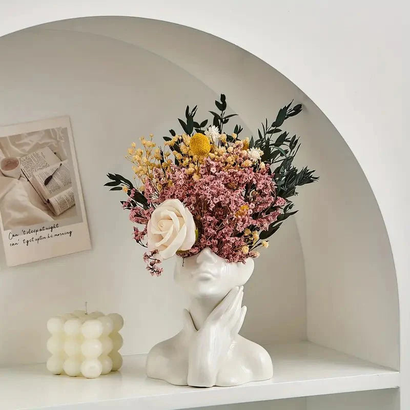 Abstract Face Ceramic Vase for Flowers-Home Decor > Vases-casanuva-casanuva