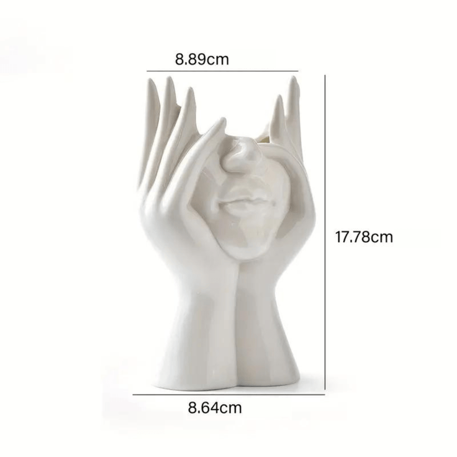 Abstract Face Ceramic Vase for Flowers-Home Decor > Vases-casanuva-Sophisticated-Medium-casanuva