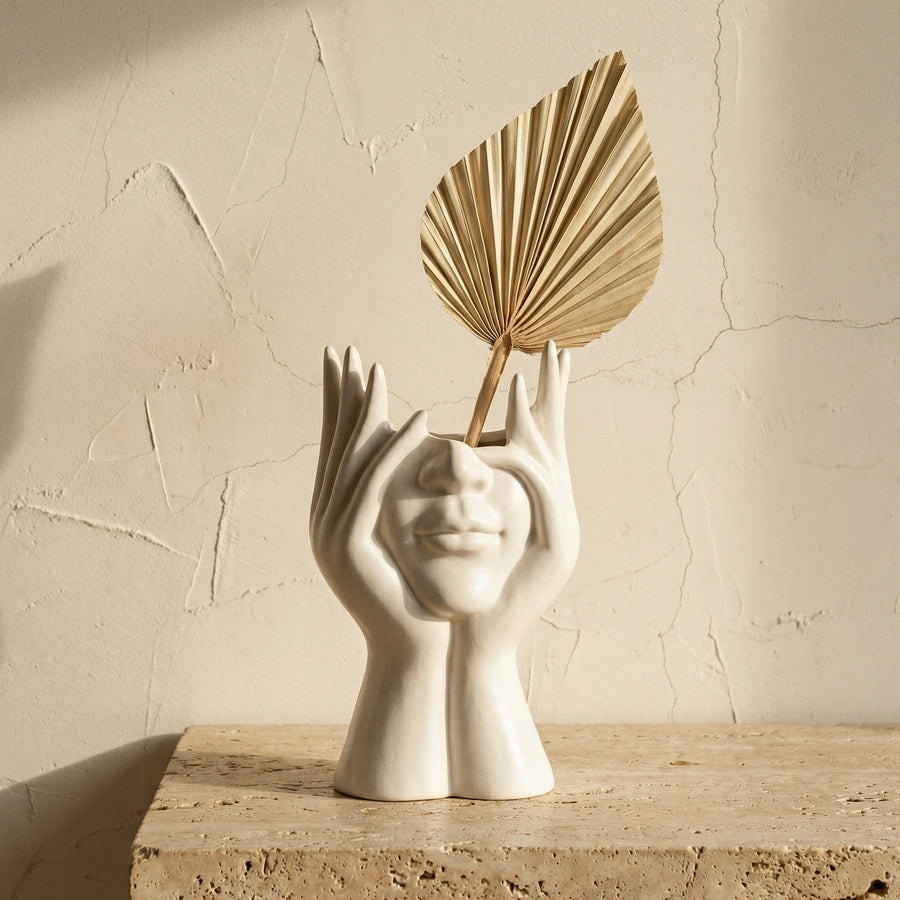 Abstract Face Ceramic Vase for Flowers-Home Decor > Vases-casanuva-casanuva