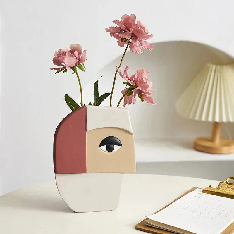Abstract Face Vase Ceramic Art Piece-Home Decor > Vases-casanuva-casanuva