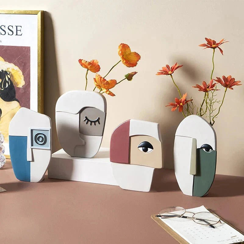 Abstract Face Vase Ceramic Art Piece-Home Decor > Vases-casanuva-casanuva