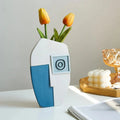 Abstract Face Vase Ceramic Art Piece-Home Decor > Vases-casanuva-Blue-casanuva