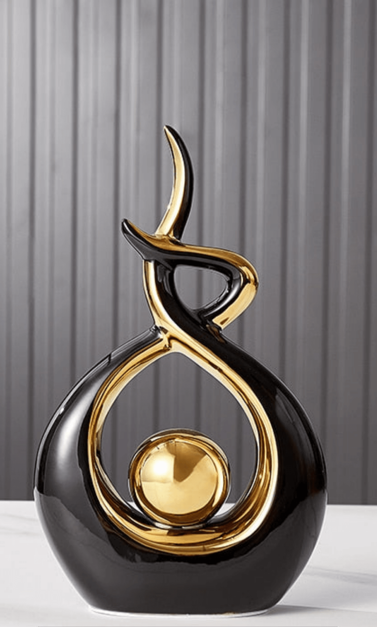 Abstract Golden Ceramic Sculpture-Home Decor > Sculptures & Figurines-casanuva-casanuva